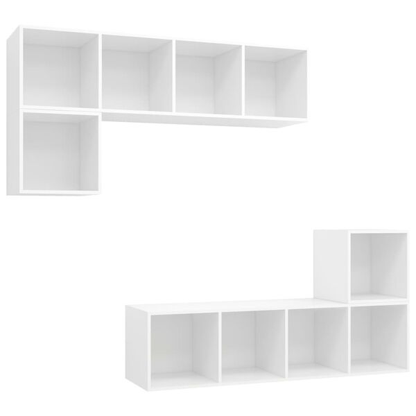 vidaXL 4 pcs conjunto de móveis de TV contraplacado branco