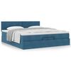 vidaXL Estrutura de cama otomana com colch&atilde;o 200x200 cm azul escuro
