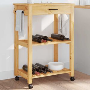 vidaXL Carrinho de cozinha MONZA 60x40x88,5 cm madeira de pinho maci&ccedil;a