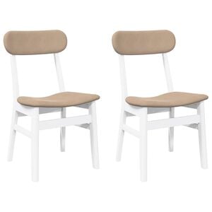 vidaXL Cadeiras de jantar com almofadões 2 pcs madeira maciça branco