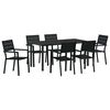 vidaXL Conjunto de Jantar para Jardim 7 unid. Preto A&ccedil;o revestido a p&oacute;