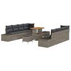vidaXL Conjunto de Sof&aacute; de Jardim com almofada 11 pcs Cinzeto vime PE