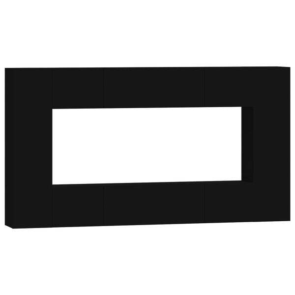 vidaXL Conjunto m&oacute;veis de TV 8 pcs madeira processada preto