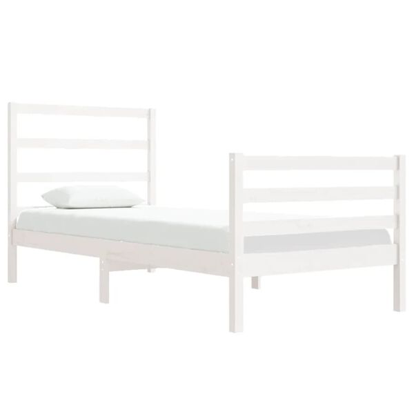 vidaXL Cama sem colch&atilde;o 75x190 cm madeira de pinho maci&ccedil;a branco