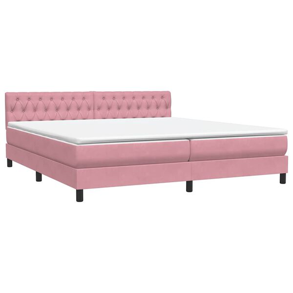 vidaXL Cama com molas/colch&atilde;o 200x220 cm veludo rosa