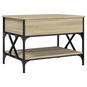 vidaXL Mesa de centro 70x50x50 cm deriv. madeira/metal carvalho sonoma
