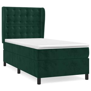vidaXL Cama com molas/colch&atilde;o 80x200 cm veludo verde-escuro