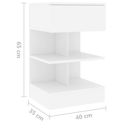 vidaXL Mesa de cabeceira 40x35x65 cm contraplacado branco