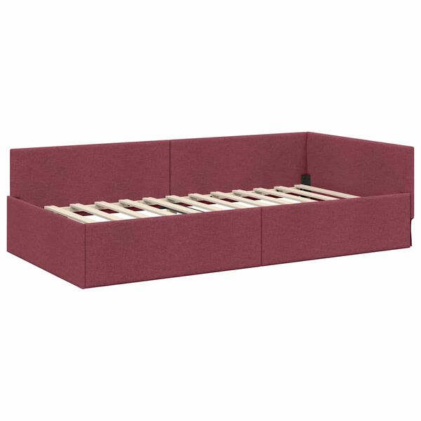 vidaXL Estrutura de Cama de Canto Vinho Vermelho 90 cm x 200 cm Veludo