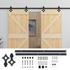 vidaXL Porta Deslizante 2 pcs Natural e Preto Madeira de Pinho Maci&ccedil;a