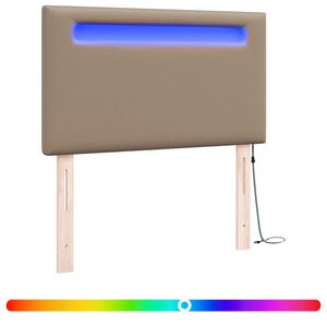 vidaXL Cabeceira LED Cappuccino 90 cm Couro Sint&eacute;tico