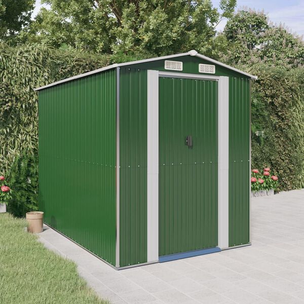 vidaXL Abrigo de jardim 192x274x223 cm a&ccedil;o galvanizado verde