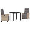 vidaXL Conjunto de Jantar para Jardim 3 unid. Bege vime PE