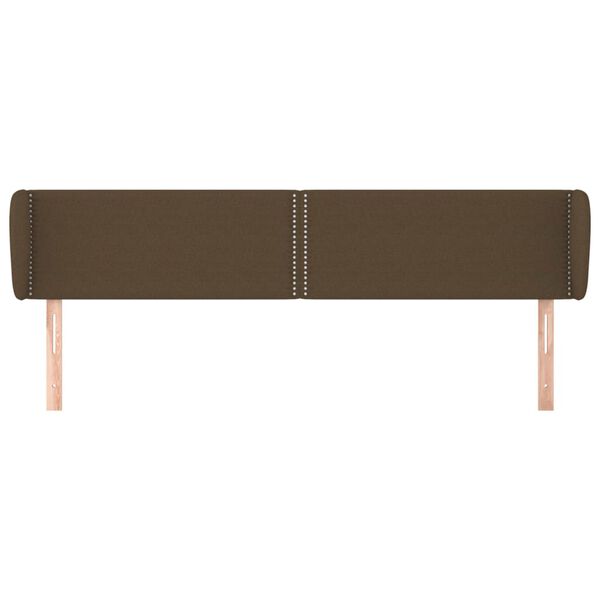 vidaXL Cabeceira de cama c/ abas tecido 163x23x78/88cm castanho-escuro