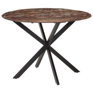 vidaXL Mesa de jantar &Oslash;110x78 cm madeira recuperada maci&ccedil;a e a&ccedil;o
