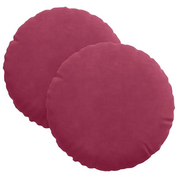 vidaXL Almofadas de Assento 2 pcs Vinho Vermelho &Oslash; 40 x 13 cm Veludo