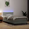 vidaXL Cama box spring c/ colch&atilde;o e LED cinzento-claro 90x220 cm veludo