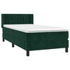 vidaXL Cama com molas/colch&atilde;o 100x200 cm veludo verde-escuro