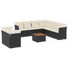 vidaXL 10 pcs conjunto sof&aacute;s de jardim c/ almofad&otilde;es vime PE preto