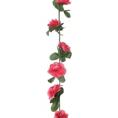 vidaXL Grinaldas de flores artificiais 6 pcs 250 cm vermelho rosado