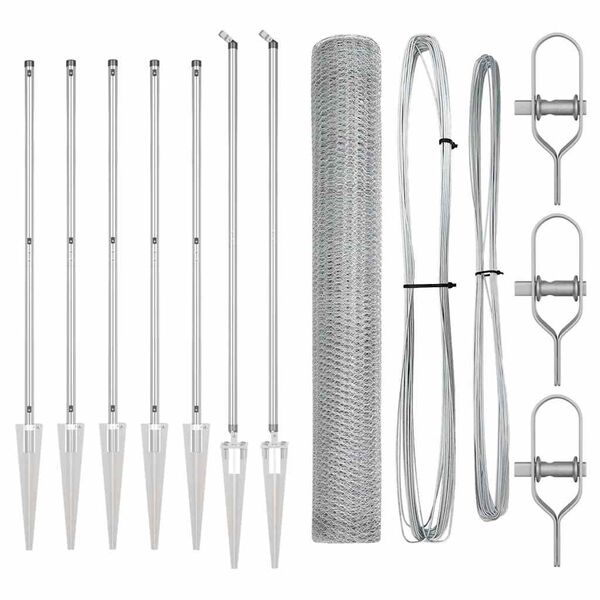 vidaXL Poste de Cerca Prateado 10 x 1,2 m (malha de 25 mm) A&ccedil;o