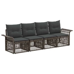 vidaXL Conjunto de Sof&aacute; de Jardim 4 pcs Cinzento vime PE
