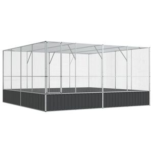 vidaXL Avi&aacute;rio 418x414x212 cm a&ccedil;o prateado
