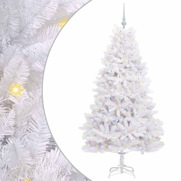 vidaXL &Aacute;rvore de Natal Articulada Artificial Branco 180 cm PVC e A&ccedil;o