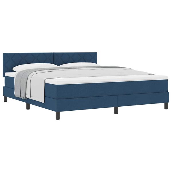 vidaXL Cama box spring com colch&atilde;o Azul 180 x 200 cm tecido