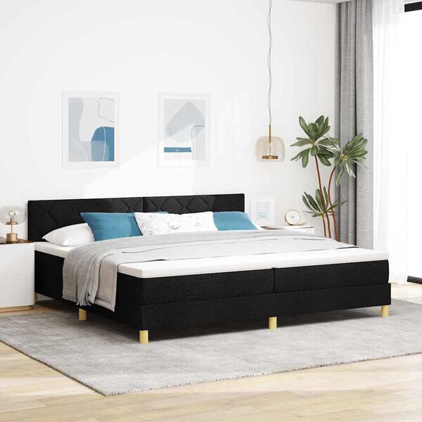 vidaXL Cama Box Spring LED com colch&atilde;o Preto 200 x 200 cm tecido