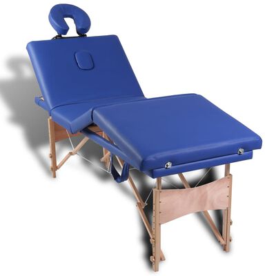 vidaXL Mesa massagens dobrável 4 zonas estrutura de madeira azul