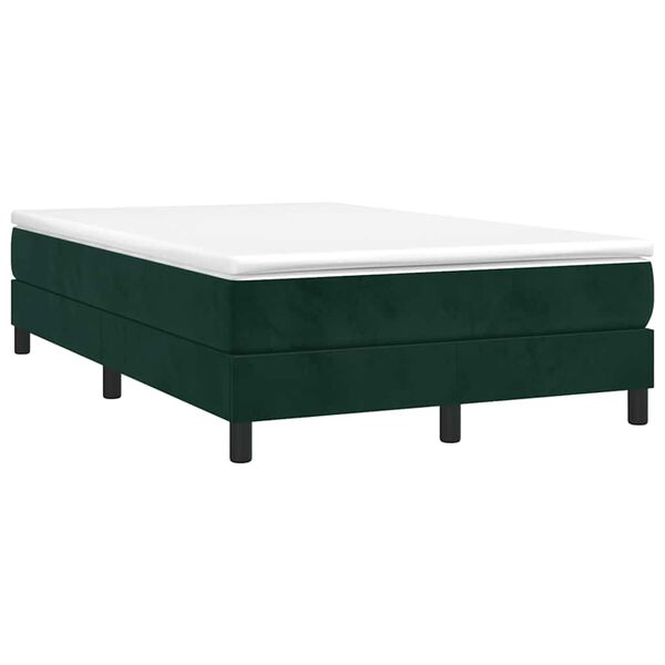 vidaXL Cama boxspring com colch&atilde;o 120x190 cm veludo verde-escuro