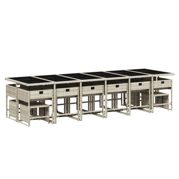 vidaXL 17 pcs conj. jantar jardim c/ almofad&otilde;es vime PE cinzento-claro