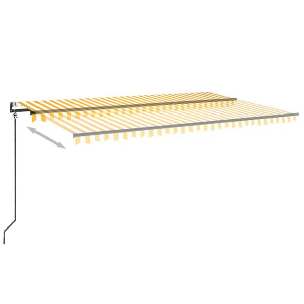 vidaXL Toldo autom. LED e sensor de vento 500x350 cm amarelo/branco