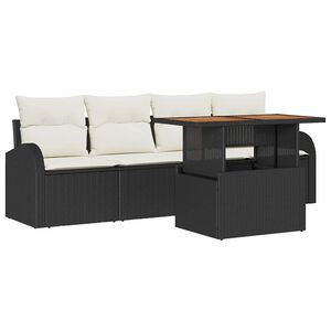 vidaXL Conjunto de Sof&aacute; de Jardim 5 pcs Preto e creme