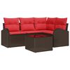 vidaXL Conjunto de Sof&aacute; de Jardim 5 unid. Castanho vime PE