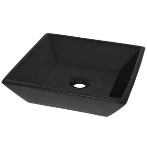 vidaXL Lavat&oacute;rio quadrado preto em cer&acirc;mica 41,5x41,5x12 cm