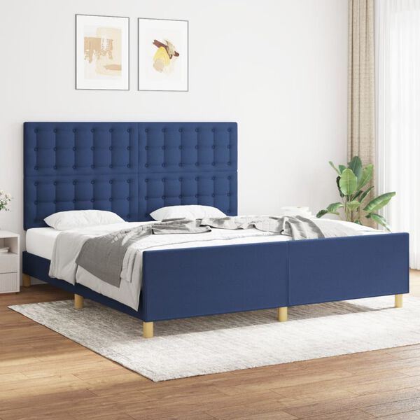 vidaXL Estrutura de cama 180x200 cm tecido azul
