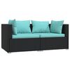 vidaXL 3 pcs conjunto lounge de jardim c/ almofad&otilde;es vime PE preto