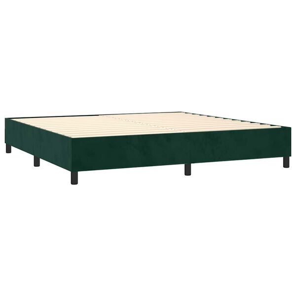 vidaXL Cama com molas/colch&atilde;o 200x200 cm veludo verde-escuro