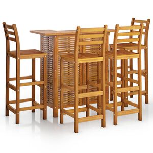 vidaXL 5 pcs conjunto de bar para jardim madeira de ac&aacute;cia maci&ccedil;a