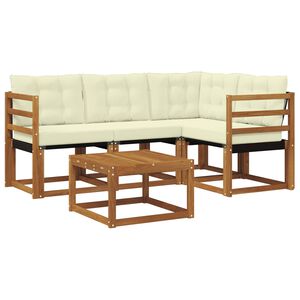 vidaXL Conjunto de Sof&aacute;s para Exterior 5 pcs Natural e Creme