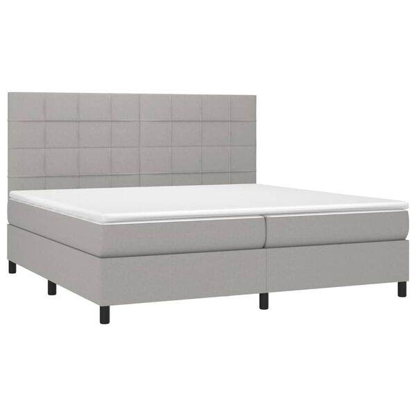 vidaXL Cama com molas/colch&atilde;o 200x200 cm tecido cinza-claro