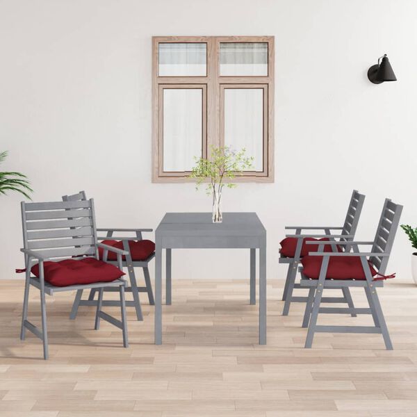 vidaXL Cadeiras de jantar p/ jardim 4 pcs c/ almofad&otilde;es ac&aacute;cia maci&ccedil;a