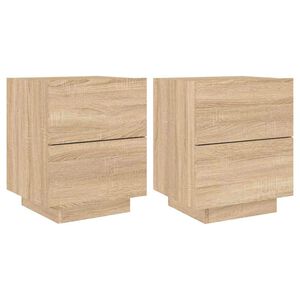 vidaXL Mesas cabeceira c/ LEDs 2 pcs derivados madeira carvalho sonoma