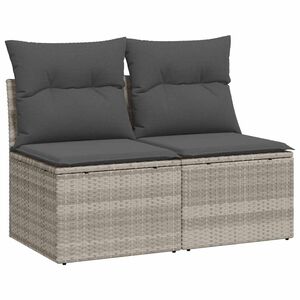 vidaXL 2 pcs conjunto sof&aacute;s de jardim c/ almofad&otilde;es ac&aacute;cia e vime PE