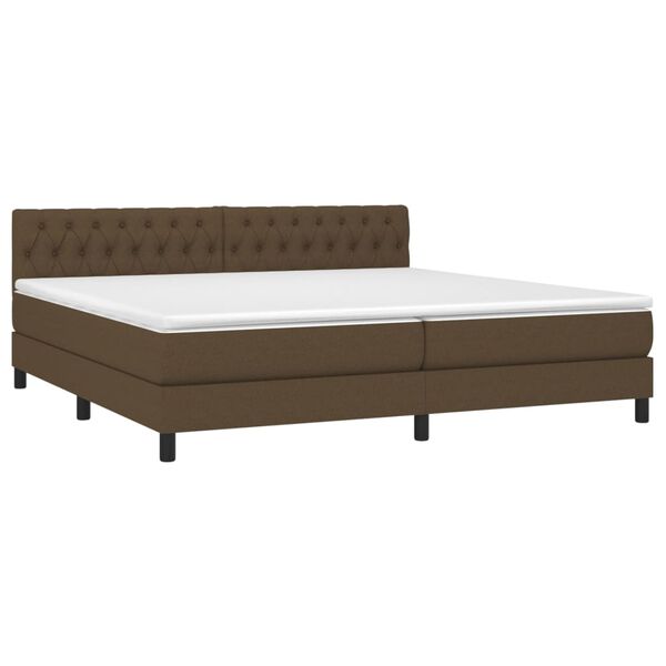 vidaXL Cama box spring c/ colch&atilde;o/LED 200x200cm tecido castanho-escuro