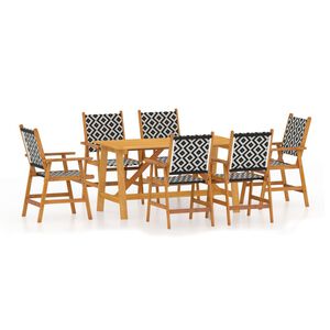 vidaXL 7 pcs conjunto de jantar para jardim madeira de ac&aacute;cia maci&ccedil;a
