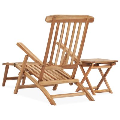 vidaXL Cadeira de jardim c/ apoio de pés e mesa madeira de teca maciça