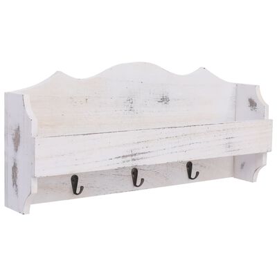vidaXL Cabide de parede 50x10x23 cm madeira branco